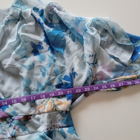 City Chic kiku floral draped chiffon vneck belted dress - Picture 7 of 13